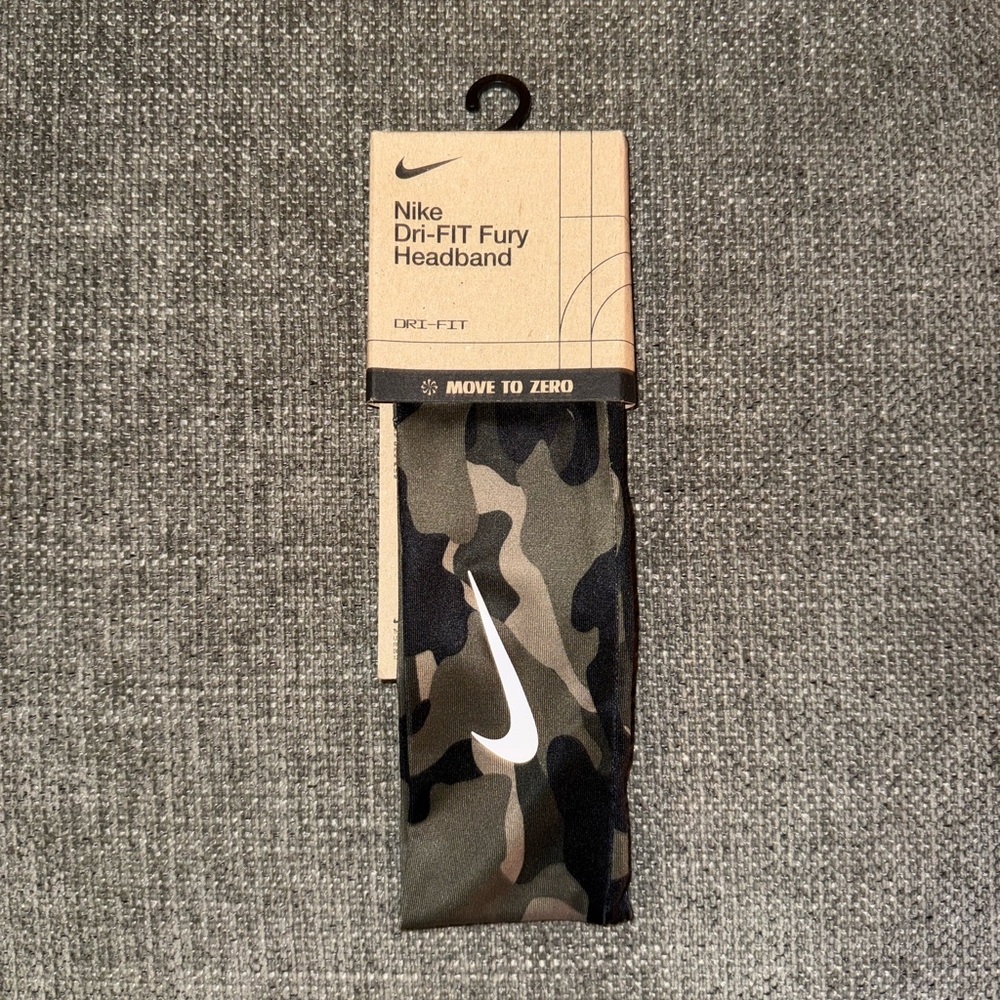 Nike Dri-FIT Fury Camouflage Headband with White Logo